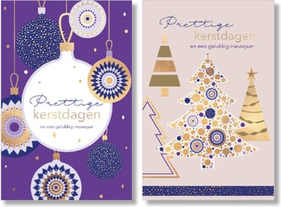 MGPcards - 2 doosjes à 10 Luxe dubbele wenskaarten - Kerst/Nieuwjaar - Foliebewerking - Witte envelop - 10.5 x 16 cm - 2 Motieven per doosje