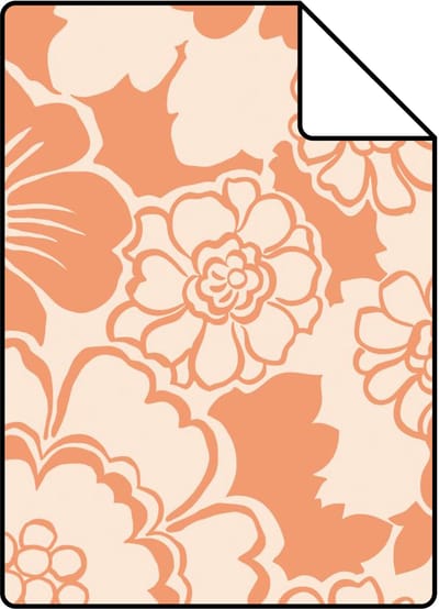 Proefstaal ESTAhome behang retro bloemen oranje - 26.5 x 21 cm - 131524-S