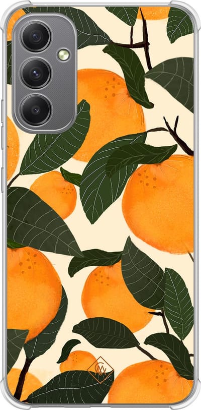 Casimoda® hoesje - Geschikt voor Samsung Galaxy A34 - Orange Garden - Shockproof case - Extra sterk - TPU/polycarbonaat - Multi, Transparant