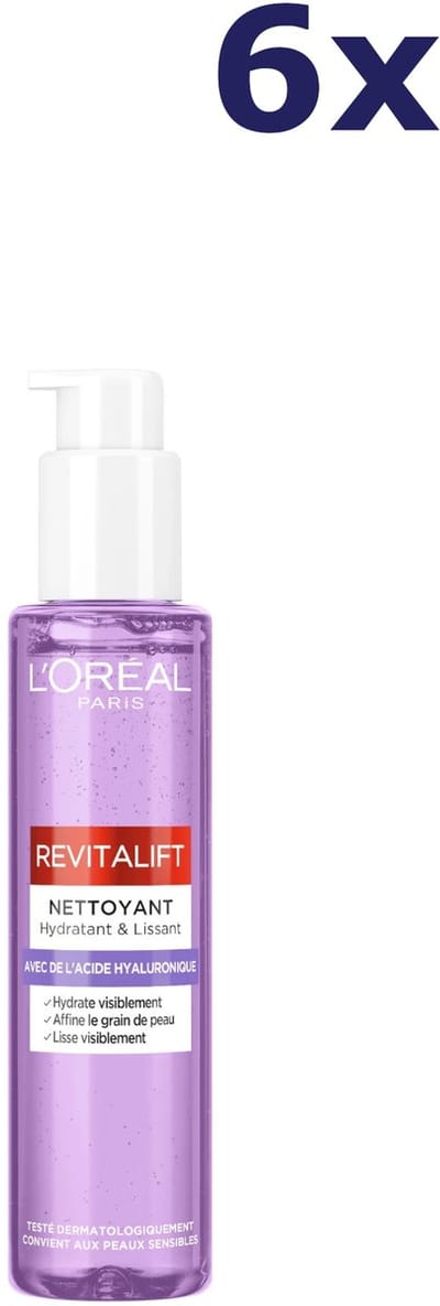6x L'Oreal Skin Revitalift Gezichtsreiniger Hyaluronzuur 150ml