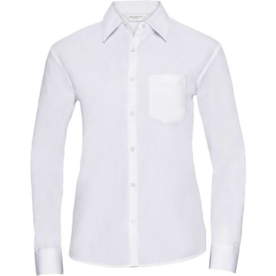 Russell Collection Dames/Dames Poplin Easy-Care Formeel Overhemd Met Lange Mouwen (Wit)
