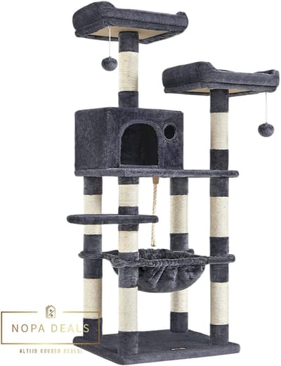 Luxe Krabpaal 143 cm – Het Ultieme Kattenparadijs (Donkergrijs)