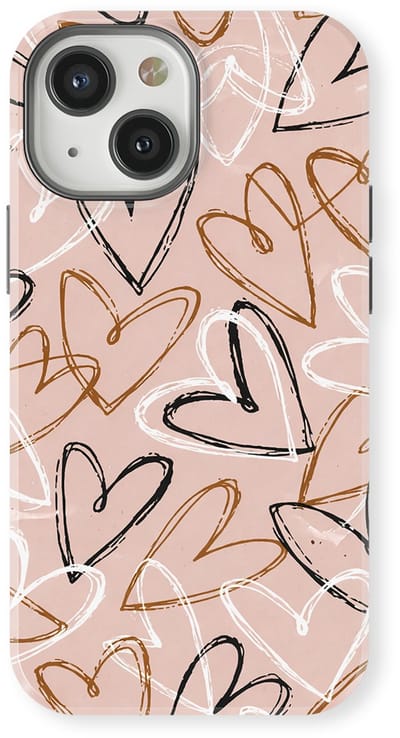 Tough Hoesje met Hartjes geschikt voor iPhone 13 Mini | Little Love Tough Case Geschikt voor Mag | Hartjes Print Backcover geschikt voor iPhone 13 Mini Artful Hearts