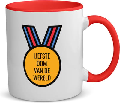 Akyol - liefste oom van de wereld koffiemok - theemok - rood - Oom - de liefste oom - verjaardagscadeau - verjaardag - cadeau - cadeautje voor oom - oom artikelen - kado - geschenk - gift - 350 ML inhoud