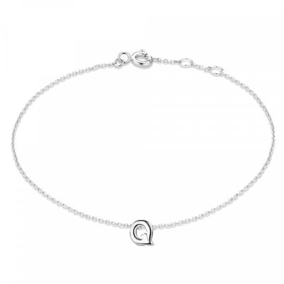 New Bling 9NB-909Q Zilveren letterarmband - Letter Q - lengte 16,5+1+1cm - gerhodineerd