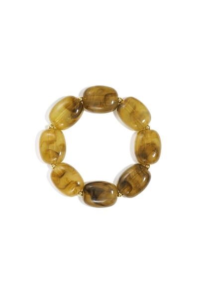 Bijoutheek Armband (Sieraad) Kralen Ovaal Plat Olive