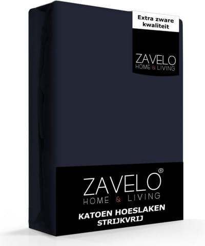 Zavelo Hoeslaken Katoen Strijkvrij Navy - Lits-jumeaux (180x200 cm) - Hoogwaardige Kwaliteit - Rondom Elastisch - Perfecte Pasvorm