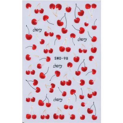 1 stuks 3D Super Schattige Sappige Kers Nagelkunst Stickers, DIY Fruit Nagelstickers, Zelfklevend, DIY Nageldecoratie, Nagelkunst Accessoires, Nagelbenodigdheden SWO-98
