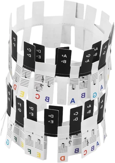 Piano Keyboard Stickers - Noten Labels - Muziek Leren - Verwijderbaar en Kleurrijk - 60 cm Lengte - Wit