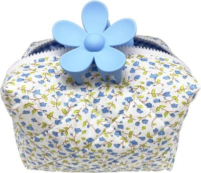 Elegante Gevoerde Cosmetica Tas voor Make-up en Schoonheidstools, Zachte Katoenen Toilettas met Ruitvoering, Ideaal voor Reizen en Dagelijks Gebruik