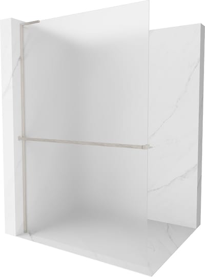Mexen Kioto+ L douchescherm met plank Walk-in 70 x 200 , vorst, geborsteld nikkel - 800-070-123-97-30