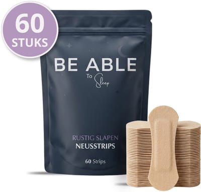 Be Able Neusstrips – 60 Nose strips – Anti Snurk – Neusspreider – Neuspleisters – Beter Slapen – Goede Nachtrust – Huidvriendelijk – Zacht voor de huid – Ideaal bij Verkoudheid en Allergieën – Betere Ademhaling tijdens Sporten