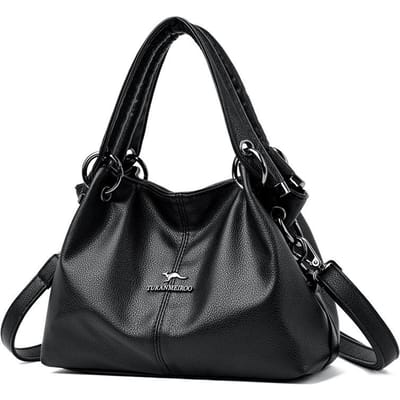 Nieuwe Dames Tote Bag Luxe Zacht Leer Dames Schoudertas Retro Effen Kleur Grote Capaciteit Mama Tas black