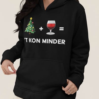 Foute Kerst Hoodie Zwart += ’t Kon minder M - Uniseks Pasvorm - Kerstkleding Voor Dames & Heren