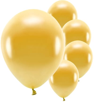 Partydeco ballonnen - 100x stuks - goud - biologisch afbreekbaar - milieu vriendelijke feestversieringen - rond - feestartikelen