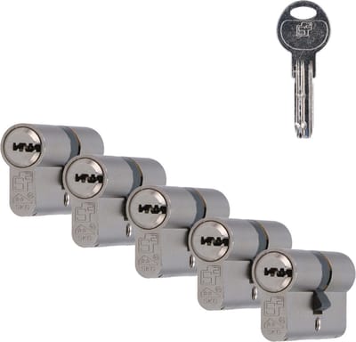 S2 veiligheidsprofielcilinder F6 30/30 SKG 2, dubbel cilinder (5 stuks)