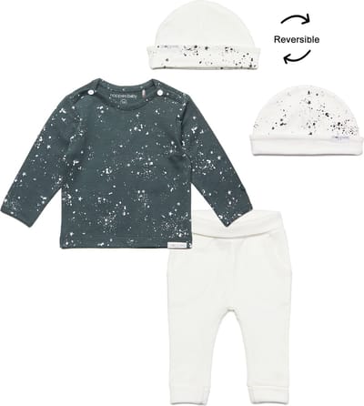 Noppies - kledingset - 3delig - Broek Humpie Snow - Shirt Gale Slade - Muts Snow - Maat 68