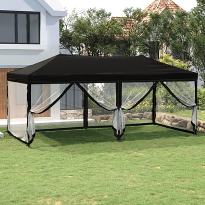 Opvouwbare Partytent - Tuinpaviljoen Vouw - Feesten Buiten - Waterdicht Uv-bestendig - 3 x 6 Meter - Zwart