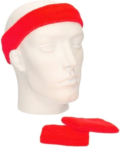 Setje rood zweetbandjes - Rood sportdag set pols en hoofd zweetbandjes
