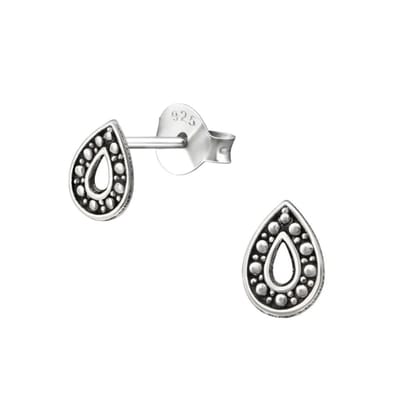 Aramat Jewels - Zilveren Bali oorbellen - Druppelvorm - Geoxideerd