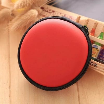 Oortjes opberg hoesje - Case - Etui - Organizer - Voor oordopjes en laadkabels - USB - Rond - Rood