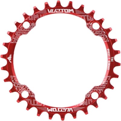 Narrow Wide Kettingblad 104 BCD 38T voor Fietsen - Aluminium, Rood, Geschikt voor MTB en Racefietsen
