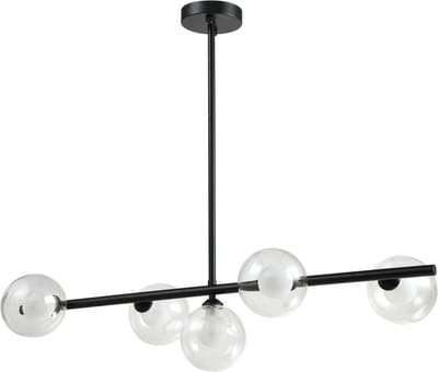 QUVIO Hanglamp met glazen bollen - Hanglamp - Hanglampen - Eettafel hanglamp - Hanglampen zwart - Hanglamp woonkamer - Woonkamer hanglamp - Metaal – Glas - Zwart
