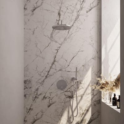 Brauer Chrome Edition thermostatische inbouw regendouche 3-weg rond SET 76 met 30 cm douchekop en gebogen muurarm en staaf handdouche en doucheslang en wandaansluitbocht chroom