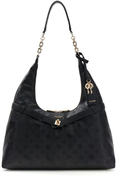 GUESS schoudertas Ella Logo Hobo Black Logo zwart