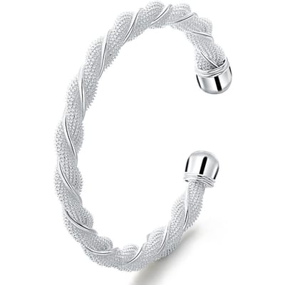 925 Sterling Zilver Gedraaid Netwerk Armbanden Voor Vrouwen Esthetische Manchetarmbanden Luxe Kwaliteit Mode Sieraden white