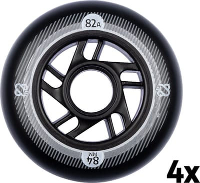 Nijdam Inline Skate Wielen Set - 84x24 mm - 4st - Black/Zwart