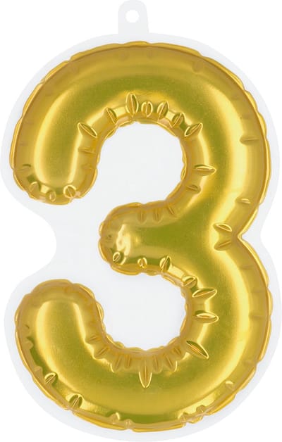 Boland - Sticker Folieballon '3' goud Goud - Black & Gold - Black & Gold - Verjaardag - Jubileum - Raamsticker - NYE