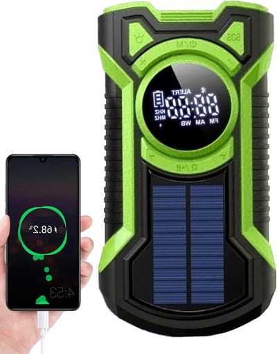 Noodradio - Oplaadbare Radio - Kamperen en Reizen - Zonne- en Slάζinger - 5000mAh Batterij - Groen