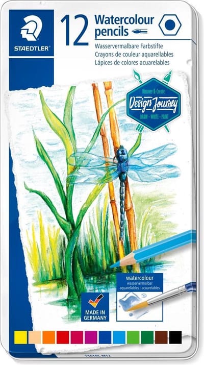 STAEDTLER aquarel kleurpotloden - metalen etui 12 st