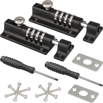 Poortvergrendeling met Cijferslot - Weerbestendig - 2 PCS - Spopal - 120mm - 4-Cijferige Combinatie - Zinklegering - Schuur Tuin - Kasten Garages Steel Door Padlock
