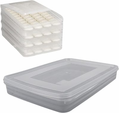 Grote capaciteit opbergcontainer voor dumplings, wontons en loempia's, stapelbaar en luchtdicht, vaatwasserbestendig