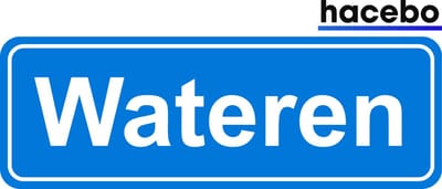 Hacebo - Plaatsnaam Sticker - 29x10 CM - Wateren sticker - Verkeersborden sticker - grappige cadeaus - Wateren