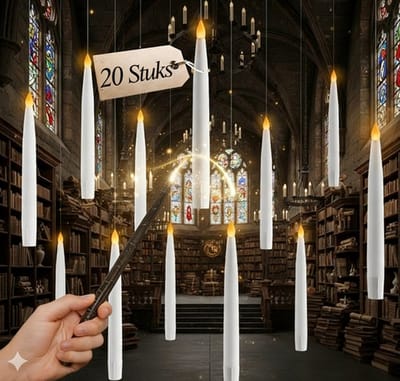 MERDOO 20 Zwevende LED Kaarsen - Floating Candles - Met Magische Toverstok Afstandsbediening - Warm Flickerend Licht - Voor Halloween, Kerst & Verjaardagen