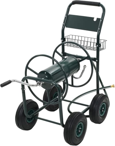 Slangwagen Tuin - Slanghouder - Slang Opbergen - Stalen Frame - 75 m Capaciteit - Groen