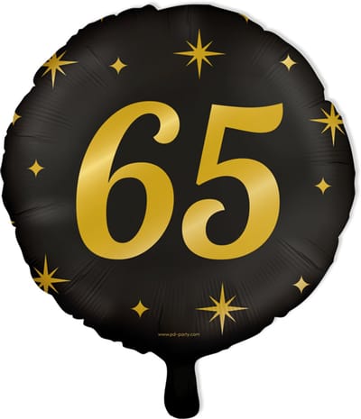 BTH - Folieballon 65 Jaar - Zwart-Goud - Verjaardag Versiering - Helium - Versiering - Verjaardag - Helium Ballonnen
