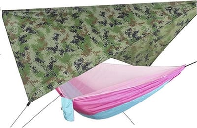 Reishangmat - Kampeerhangmat Schommel - Buiten Ontspannen - Verdikt en Verbreed - 800 Gram - Camo Roze