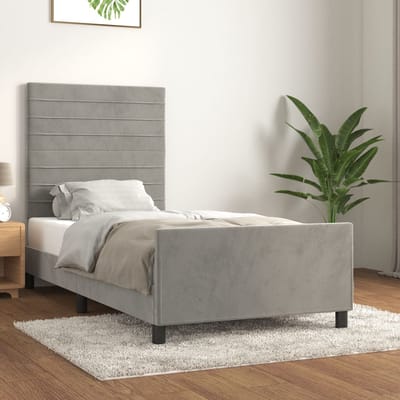 vidaXL - Bedframe - zonder - matras - 80x200 - cm - fluweel - lichtgrijs
