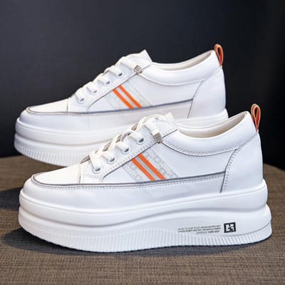 Dames Lente Nieuwe Damesschoenen met Binnenhoogteverhoging Alles-match Sport en Vrije tijd Echt Leer Muffin Dames Witte Schoenen 40 white