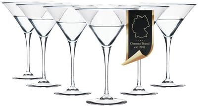 Intirilife 6x kristalhelder cocktailglas met 145 ml inhoud voor bars en feestjes