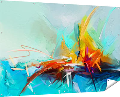 Gards Tuinposter Abstracte Kunst - Kampvuur - 180x120 cm - Tuindoek - Tuindecoratie - Wanddecoratie buiten - Tuinschilderij