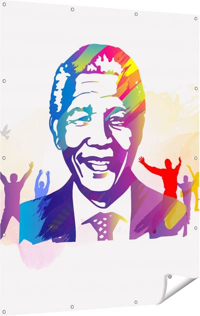 Gards Tuinposter Nelson Mandela - 120x160 cm - Tuindoek - Tuindecoratie - Wanddecoratie buiten - Tuinschilderij