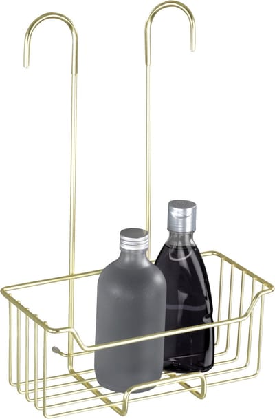 WENKO Doucherek Milo RVS mat goud 25x36cm - Zonder boren - Doucherekje hangend - Douchemand - Douchecaddy ophangbaar