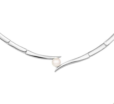 Zilver Gerhodineerde Collier tussenstuk parel 4 1326621