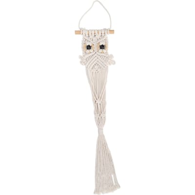 Handgemaakte Uil Macramé Wanddecoratie Katoen Gedroogde Bloem Zakje Set Huisdecoratie white