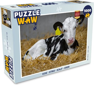 Puzzel Koe - Stro - Kalf - Dier - Legpuzzel - Puzzel 1000 stukjes volwassenen
